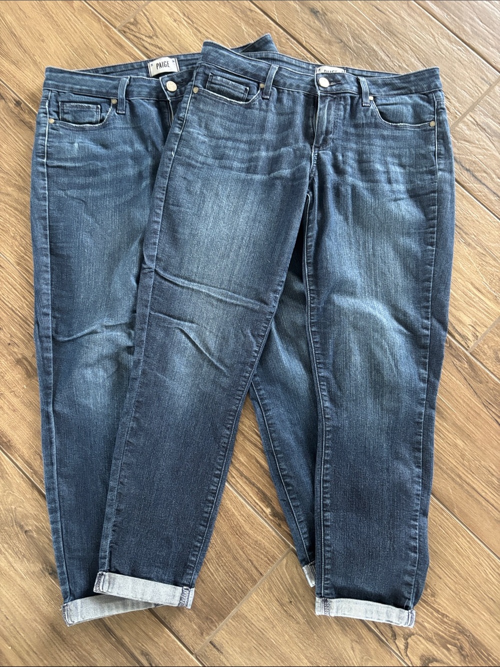 PAIGE Denim 2 PAIRS SELLING TOGETHER Medium-Dark Blue Boyfriend Ankle Jeans